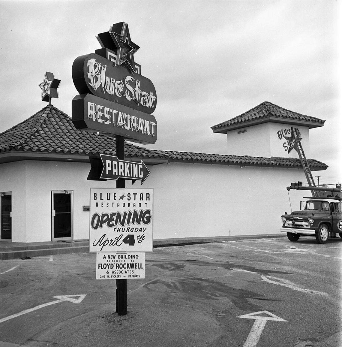April 2, 1963: Blue Star Restaurant, 5716 Camp Bowie Blvd., re-opening after rebuilding and renovation. (The location today near Locke Avenue is a Mexican Inn Cafe.)