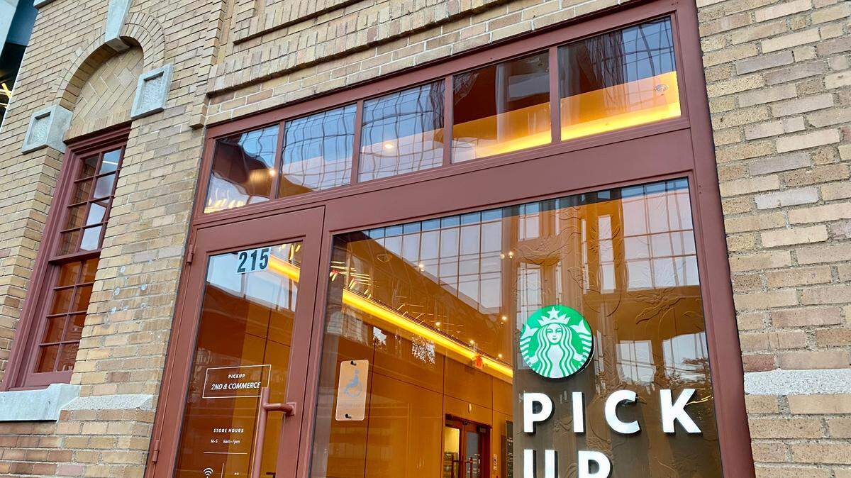 A new Starbucks Coffee pickup counter has opened in the former Old Fire Station No. 1 museum on Commerce Street.