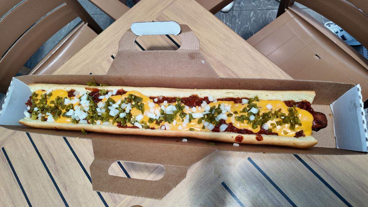 The $30, 22 inch mega-dog at Epic Waters Indoor Waterpark on Wednesday, June 18, 2025 in Grand Prairie
