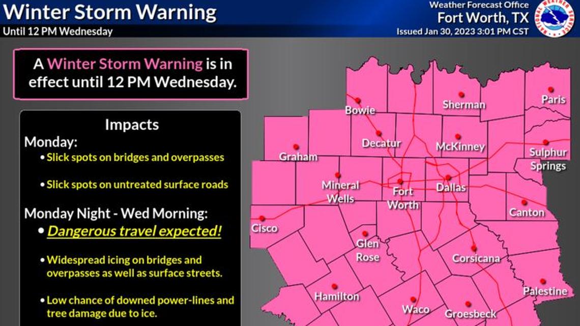 The Latest: Dozens injured in crashes on icy roads as winter storm grips North Texas