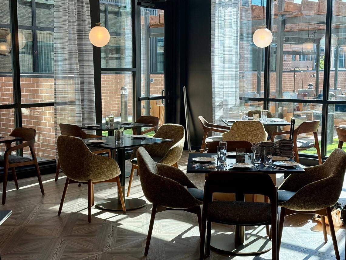 The dining room at Duchess, inside a historic Fort Worth fire hall, seen April 15, 2025 in Fort Worth.
