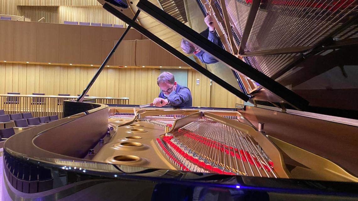 It normally takes Alex Moore an hour and a half to tune a piano.