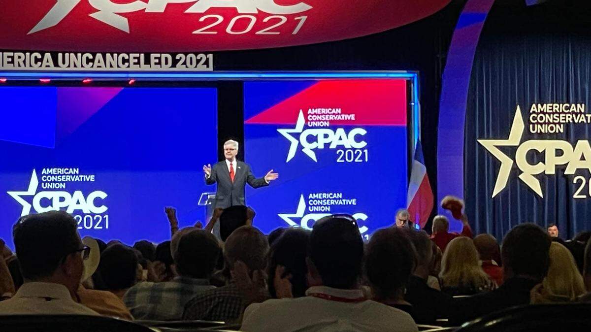 Texas Lt. Gov. Dan Patrick spoke at CPAC in Dallas on Friday.