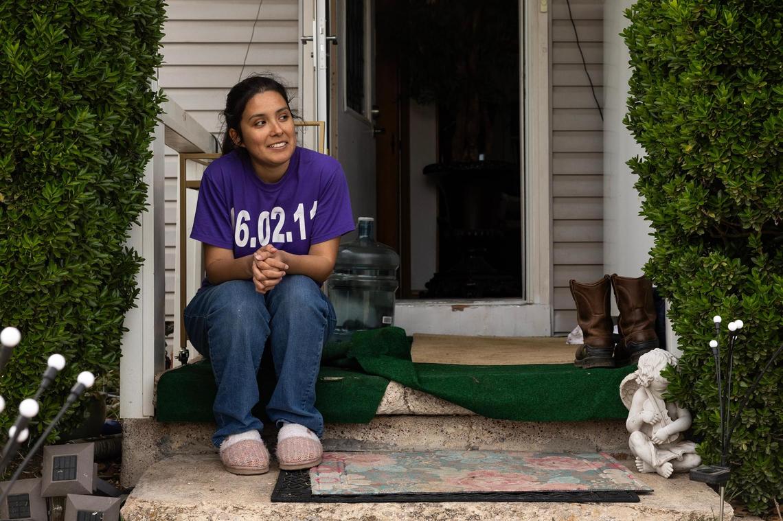 Decatur resident Damaris Peña looks on at the kids playing at a park from her family home in Decatur on Thursday, March 29, 2025. Peña and her family have lived in Decatur since 2005 and moved into their current home around seven years ago. Peña doesn’t have strong feelings about the growth, but hopes it doesn’t interrupt the peaceful ambiance of the city.
