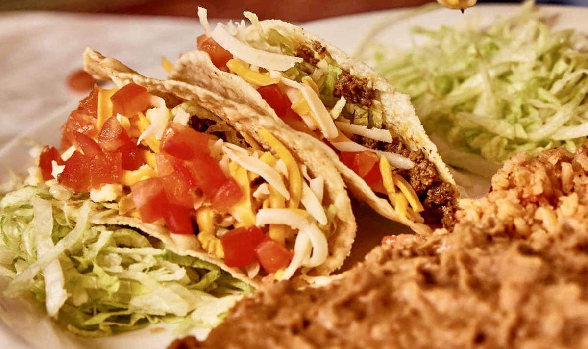 A crispy beef taco platter at Chuy’s.