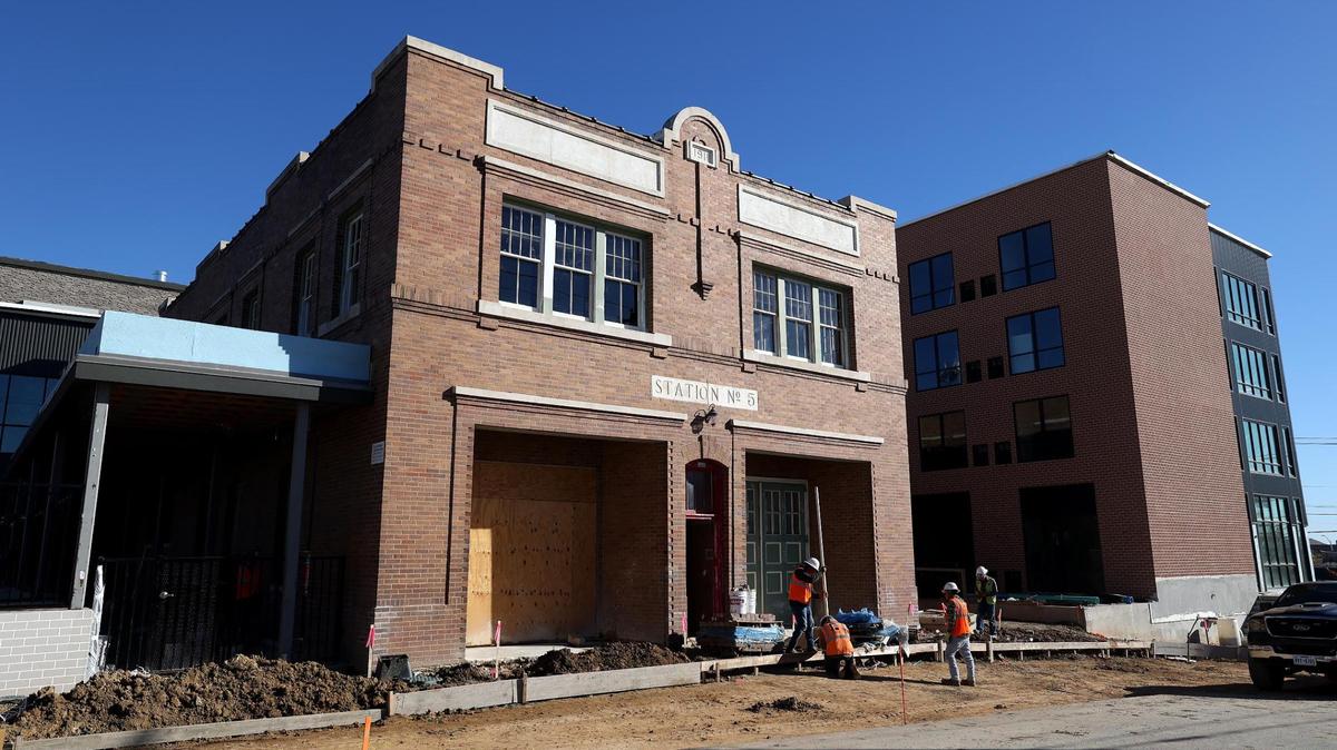 Construction continues on the Nobleman Hotel in the Near Southside neighborhood of Fort Worth on Wednesday, Dec. 12, 2024. The hotel, part of the Tapestry Collection by Hilton, incorporates an historic fire station into the heart of its design.