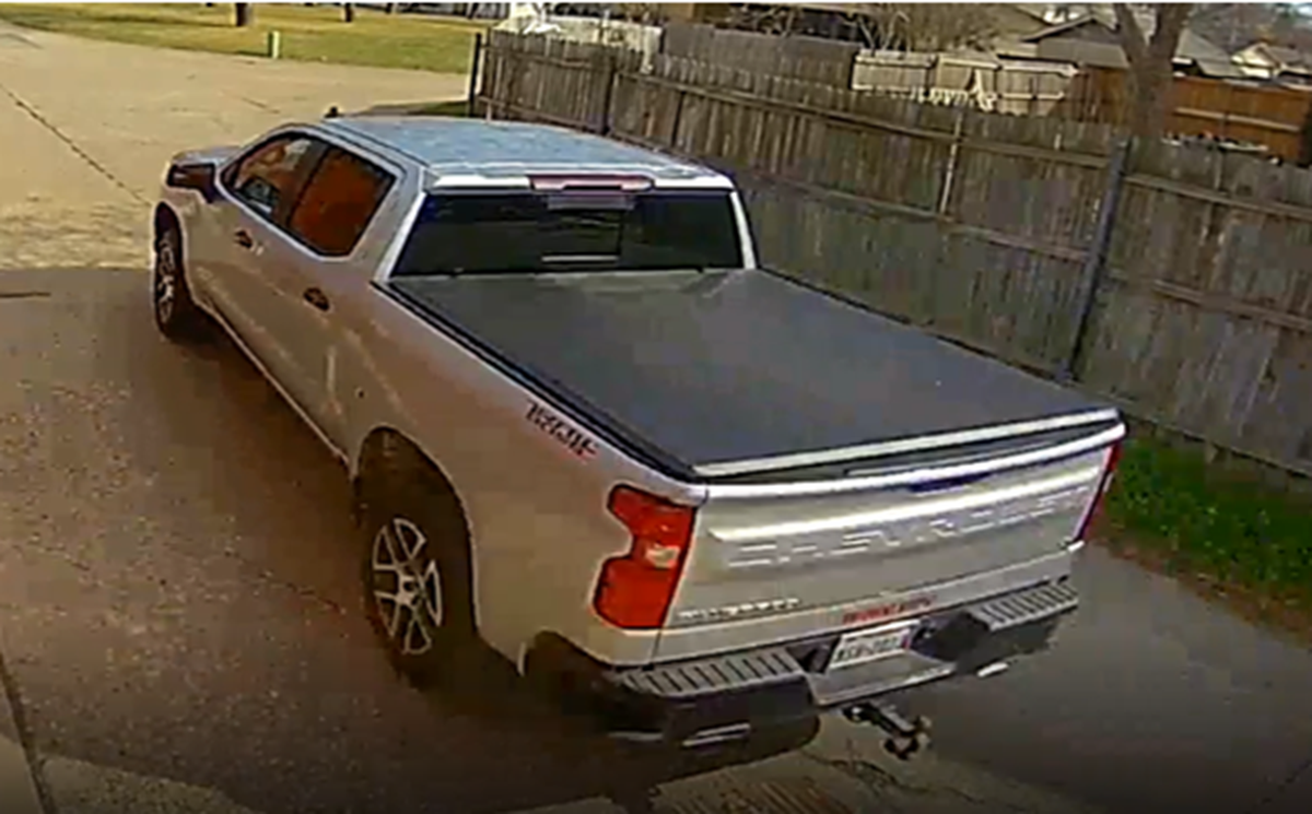 Joshua Bell’s silver 2019 Chevy Silverado with the Texas license plate MSH-2023.