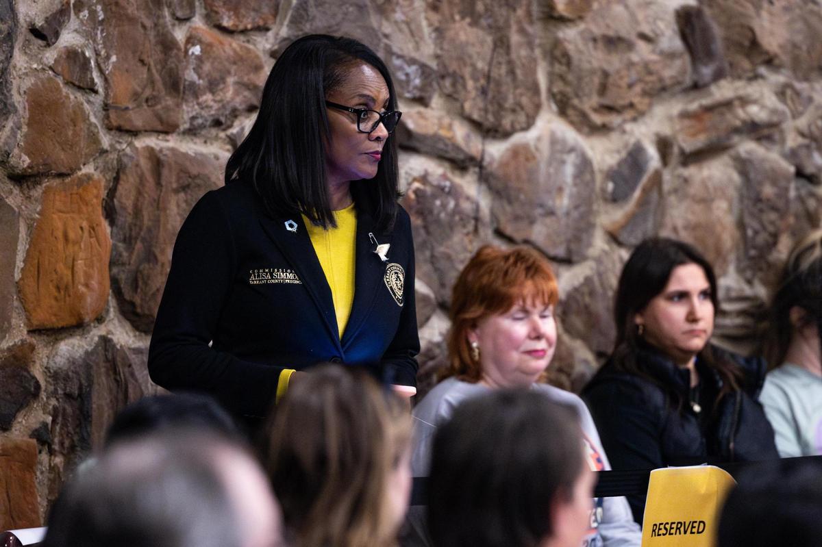 Tarrant County Commissioner Alisa Simmons prepares to speak at the Keller ISD school board during a Keller School Board meeting regarding the possible spit of the school district and the resignation of the Keller ISD Superintendent at the Keller Education Center on Thursday, Jan. 30, 2025.