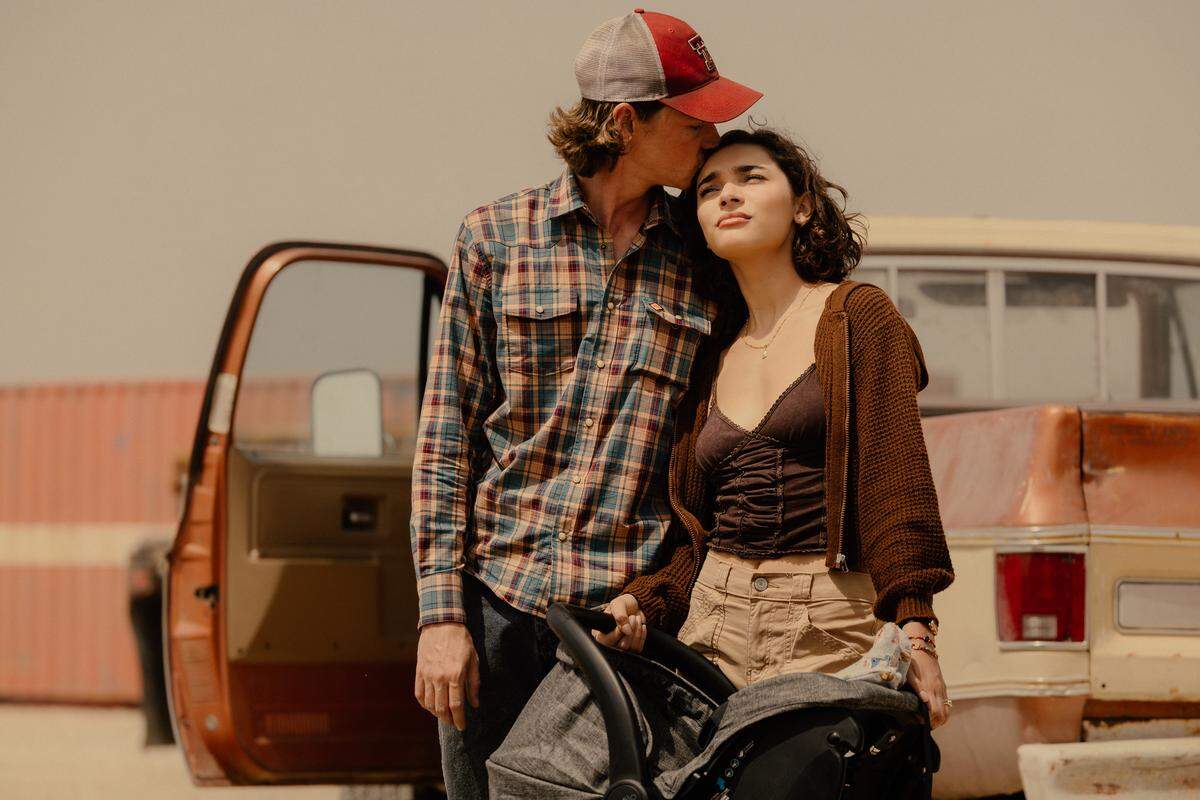 Jacob Lofland as Cooper Norris and Paulina Chavez as Ariana in “Landman” episode 1, season 2, streaming on Paramount+.