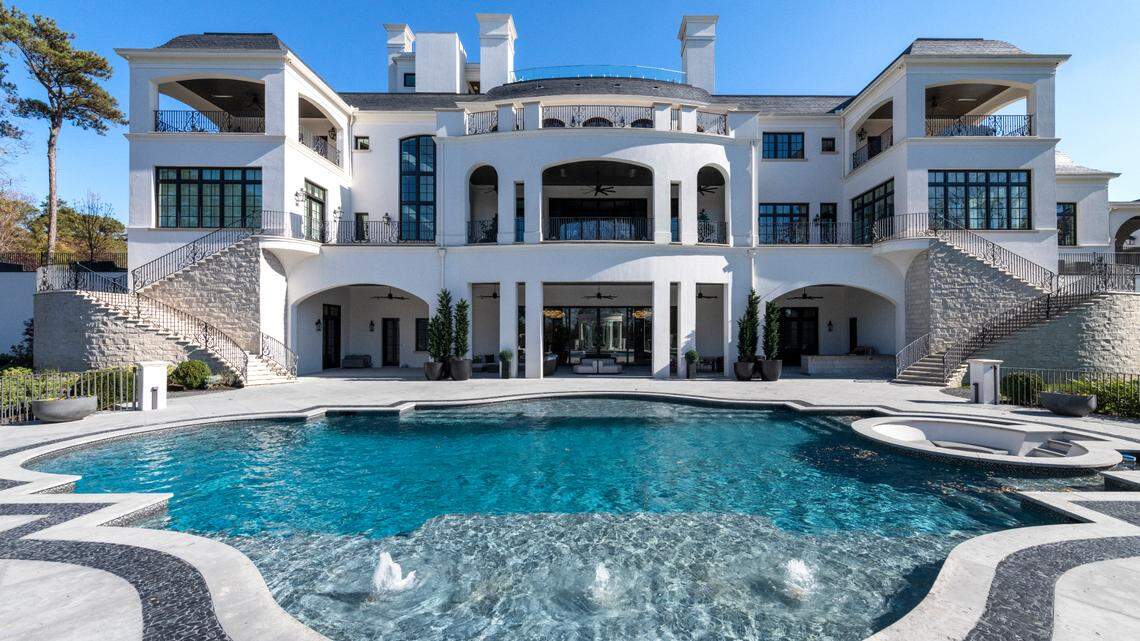 The pool area of a $35 million mansion for sale in Atlanta.