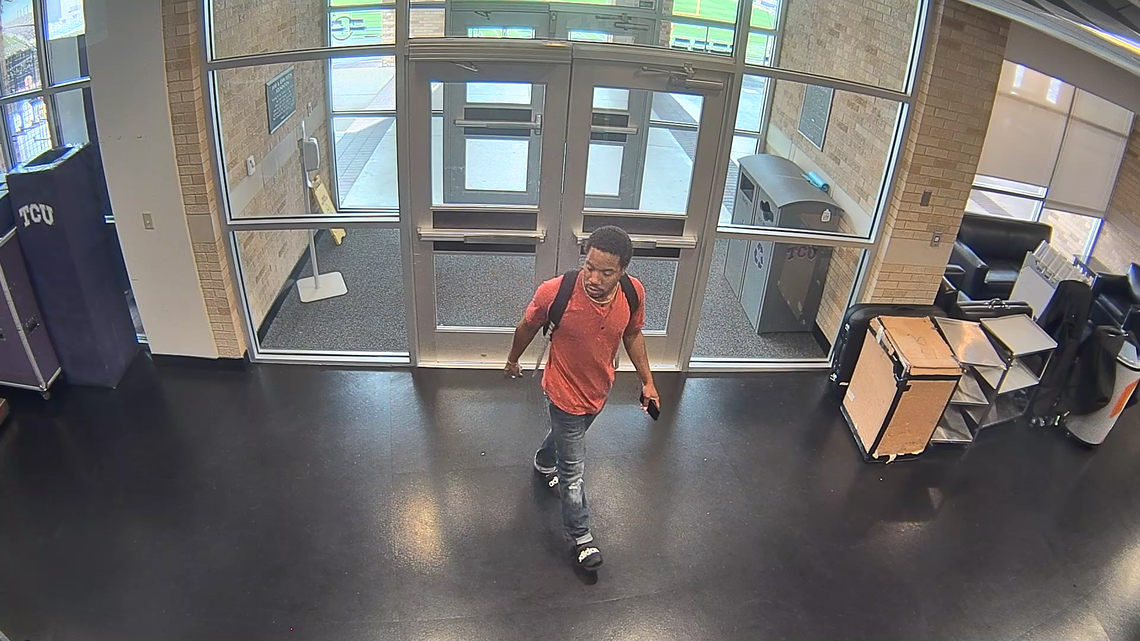 TCU police are trying to identify this person of interest in connection with the theft of thousands worth of electronics from the TCU football team’s locker room.