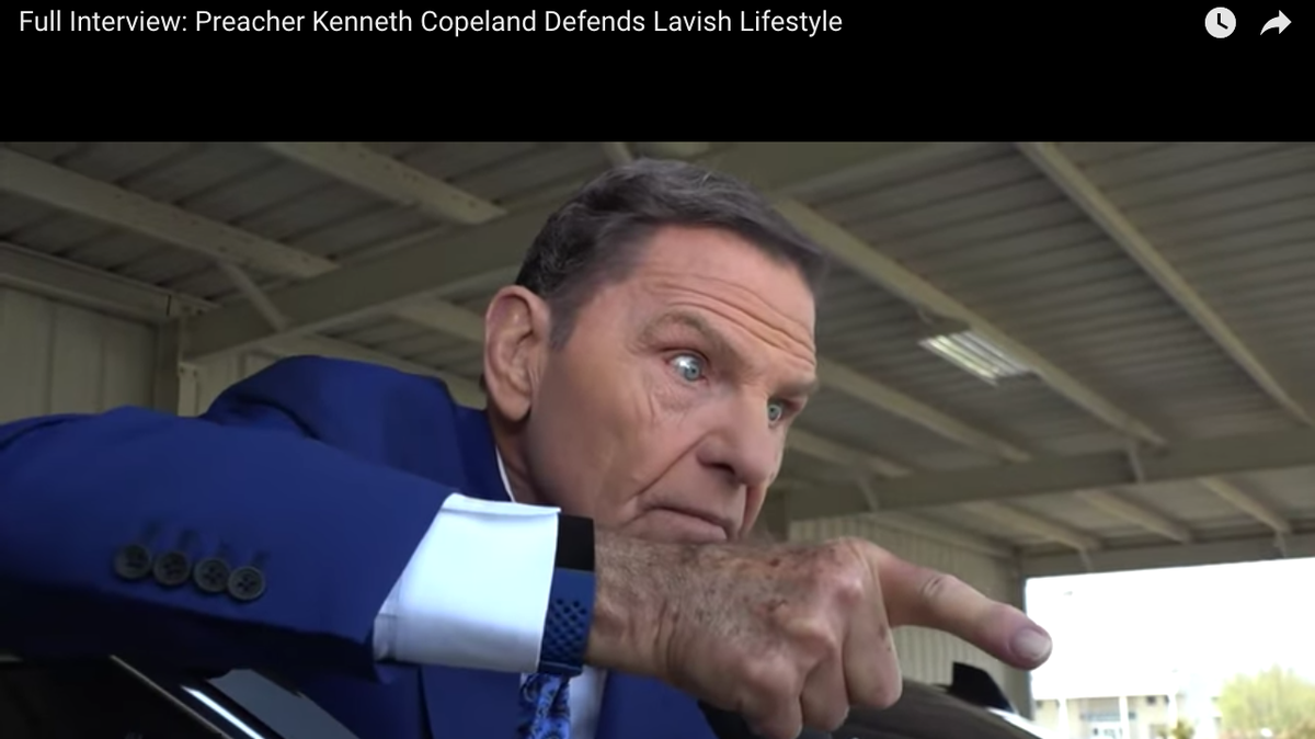 Kenneth Copeland defended his use of private planes in an Inside Edition interview.