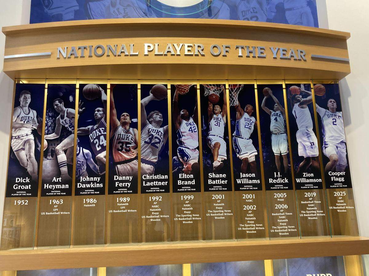 Dallas Mavericks rookie forward Cooper Flagg joined the other notable names in Duke history to be named the national player of the year.
