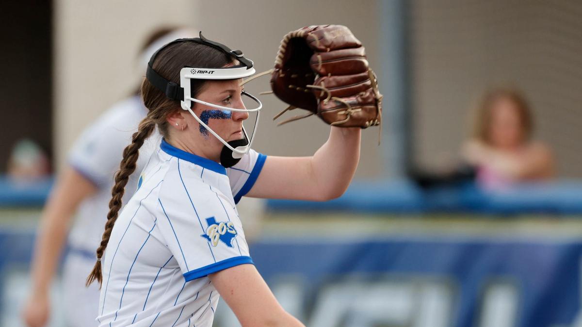 Boswell pitcher Harley Malone (3) throws in the first inning during a high school softball game at Boswell High School in Saginaw, Texas, April 16, 2024.