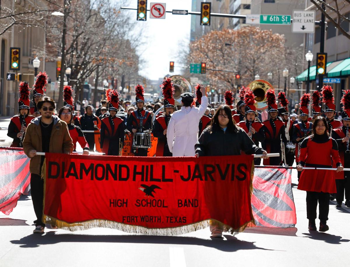 Diamond Hill-Jarvis led the bands in the 2024 MLK parade in downtown Fort Worth.