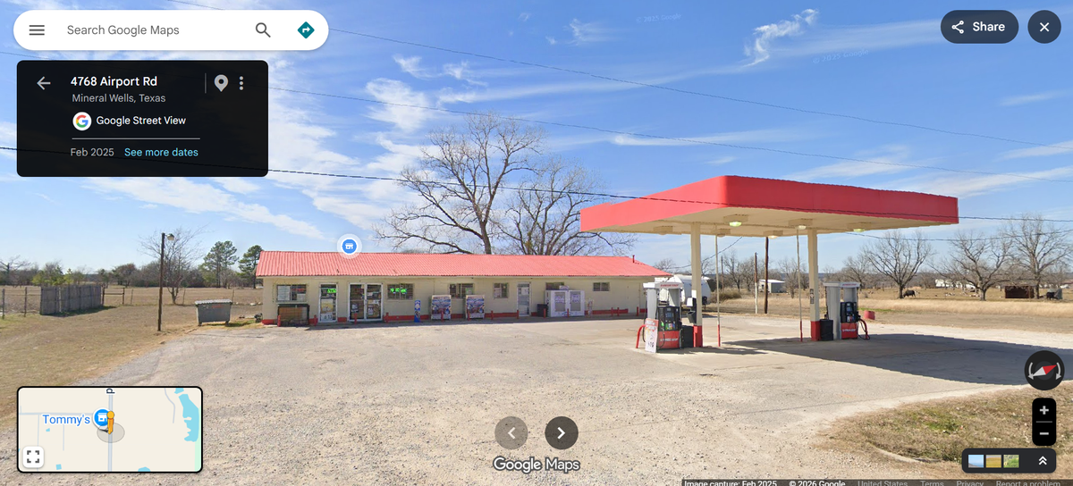 A Tommy’s gas station in Mineral Wells at 4766 Farm-to-Market Road 1195.