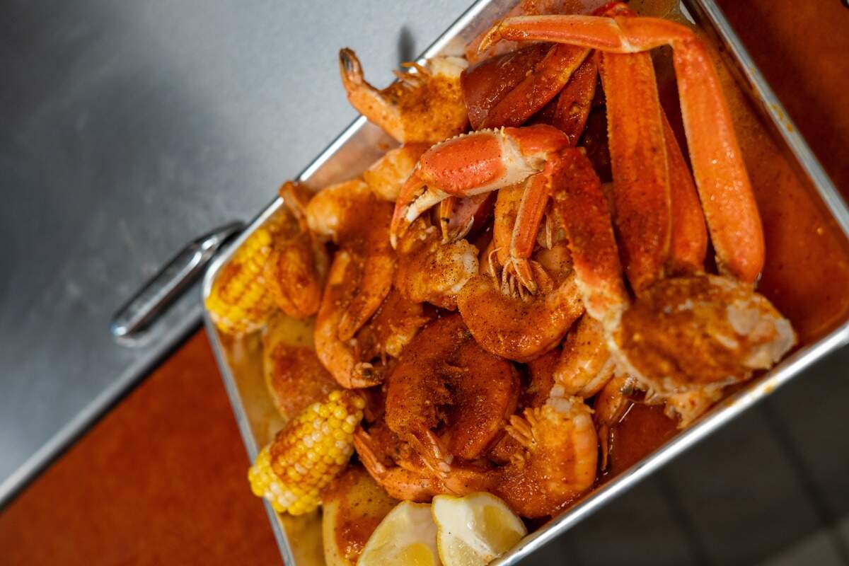 A shrimp boil and snow crab legs at Mariscos Cortez, a seafood restaurant from the family behind Fort Worth’s only Michelin recommended taqueria.