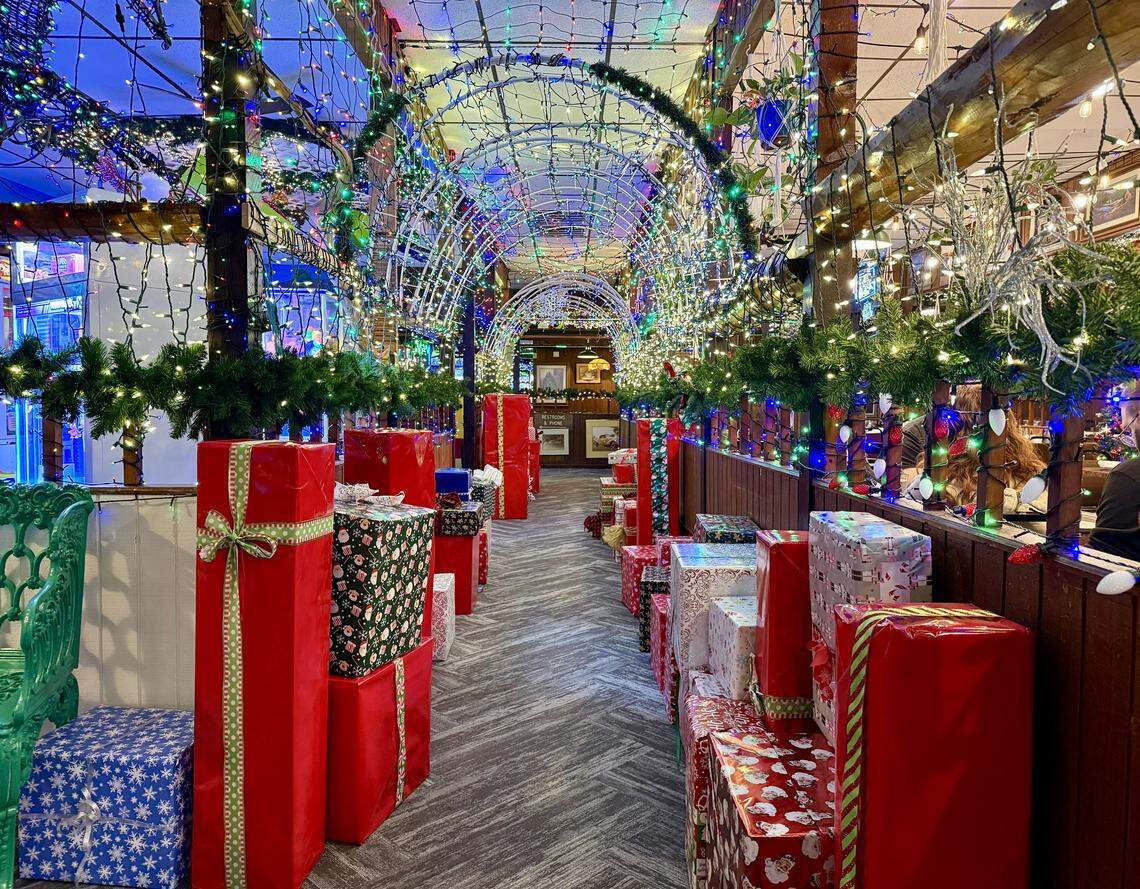The dining room at Campo Verde Mexican Bar & Grill is still heavily decorated for Christmas, as seen Nov. 20, 2025.