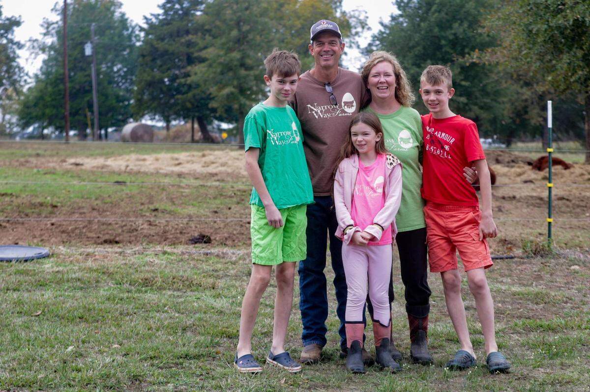 The Greer family gathers for a portrait at Narrow Way Farms in Ivanhoe on Nov. 3, 2022.