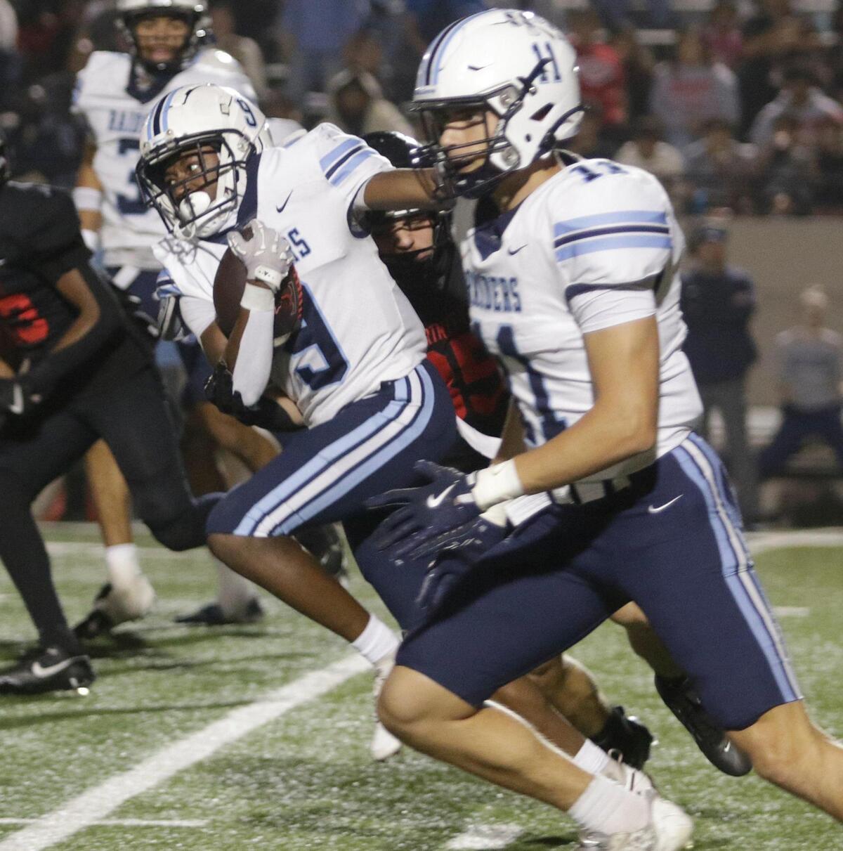 L.D. Bell’s Caleb Walton returns a kickoff during a UIL football game at Pennington Field on Friday November 7, 2024.