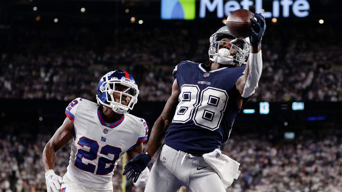 Dallas Cowboys wide receiver CeeDee Lamb (88) made the decisive catch in the Cowboys’ win on Monday night against the New York Giants.