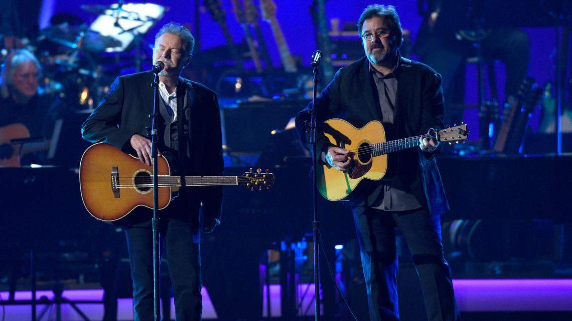 Original Eagles member Don Henley, left, and Vince Gill will perform Nov. 25 at Dickies Arena in Fort Worth when the band’s “Hotel California” tour comes to town. It will be the Eagles’ first concert in Fort Worth since February 1980.
