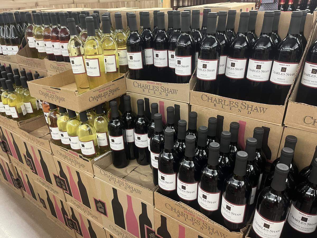The “four buck chuck”, Charles Shaw blend at Trader Joe’s are a unbeatable $3.49 per bottle.