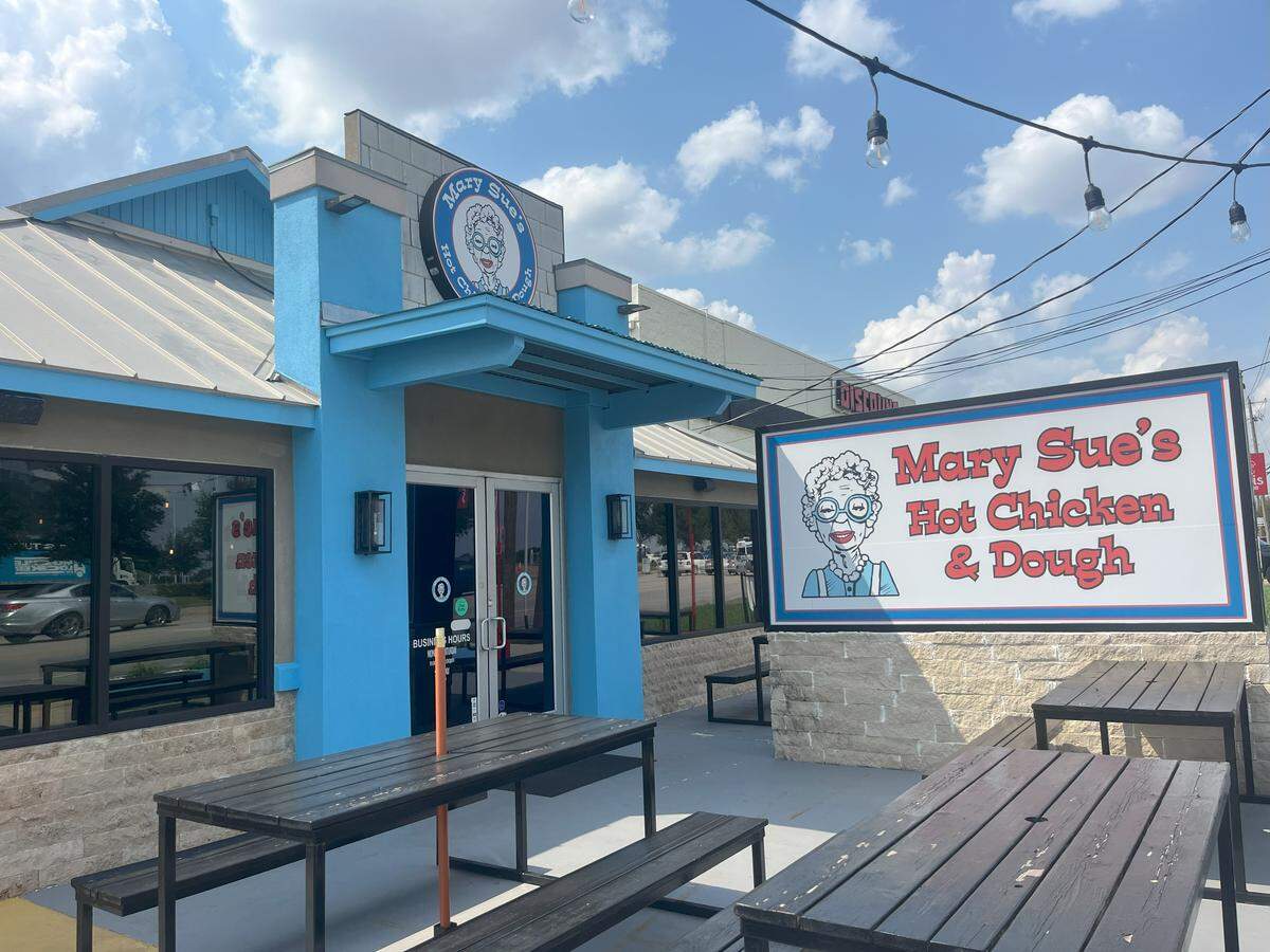 Mary Sue’s Hot Chicken and Dough is located across the street from AT&T Stadium at 816 N Collins St. in Arlington.