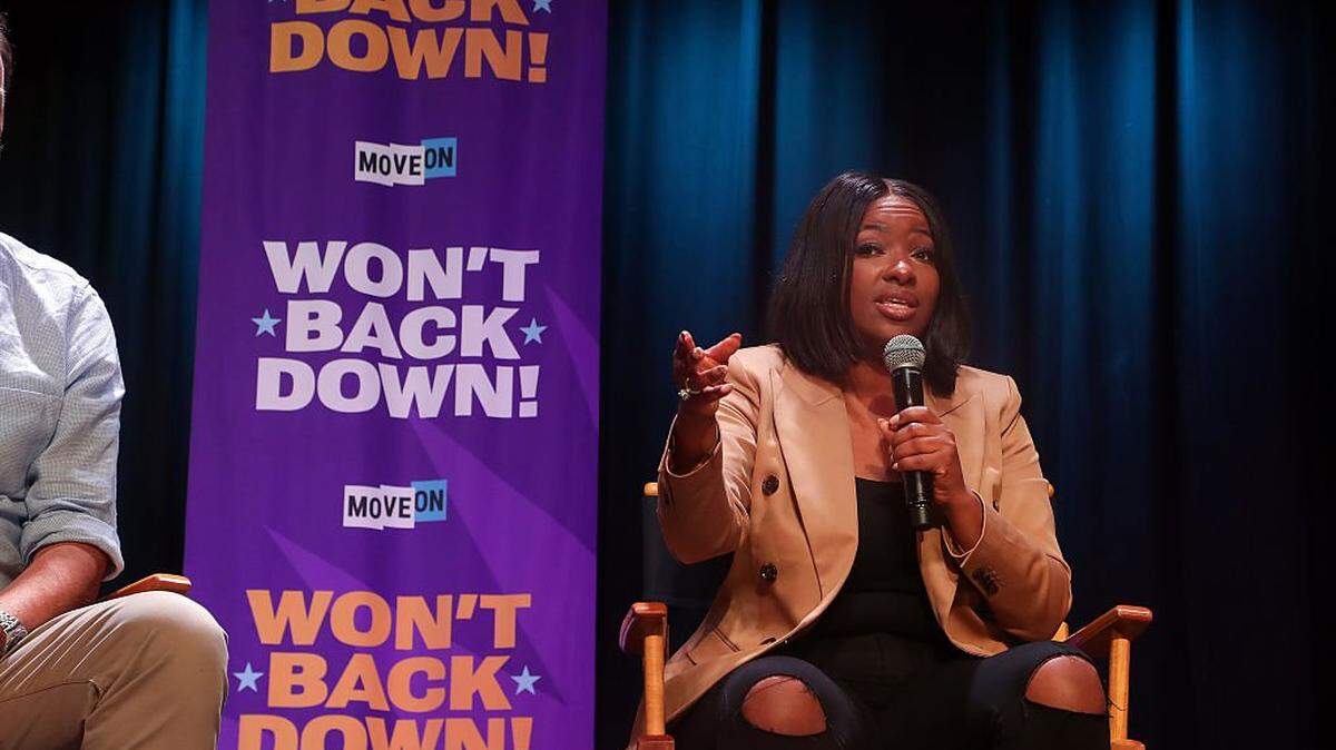 Rep. Jasmine Crockett speaks during a “Won't Back Down” event Aug. 3 in Phoenix, Arizona.