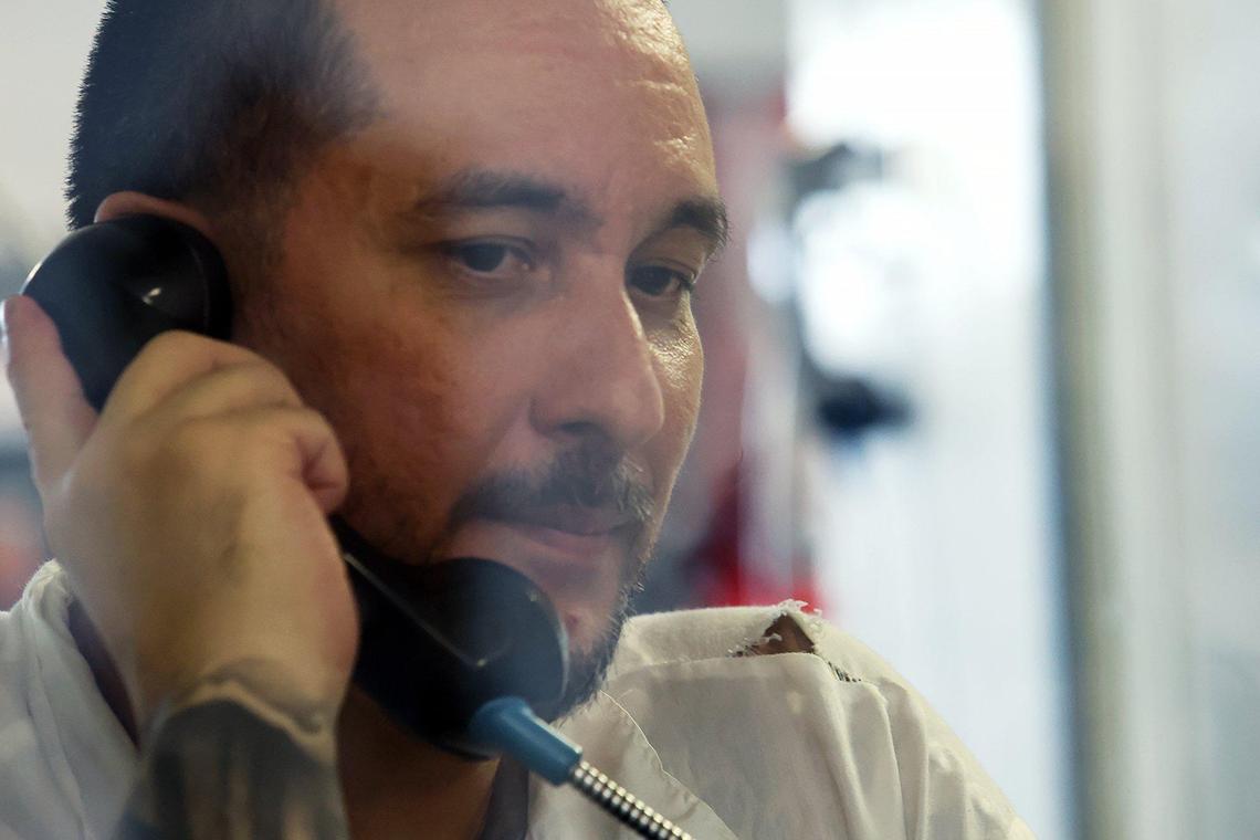 Thomas Olivas talks to the Star-Telegram during an interview at the James V. Allred Unit prison in Wichita Falls on June 30.
