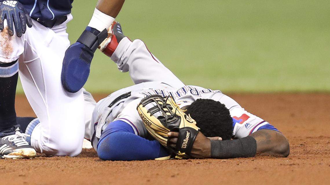 Rays center fielder Mallex Smith and Rangers shortstop Jurickson Profar collided Monday during the second inning, with Profar landing on the right side of his head. He went into the MLB concussion protocol.