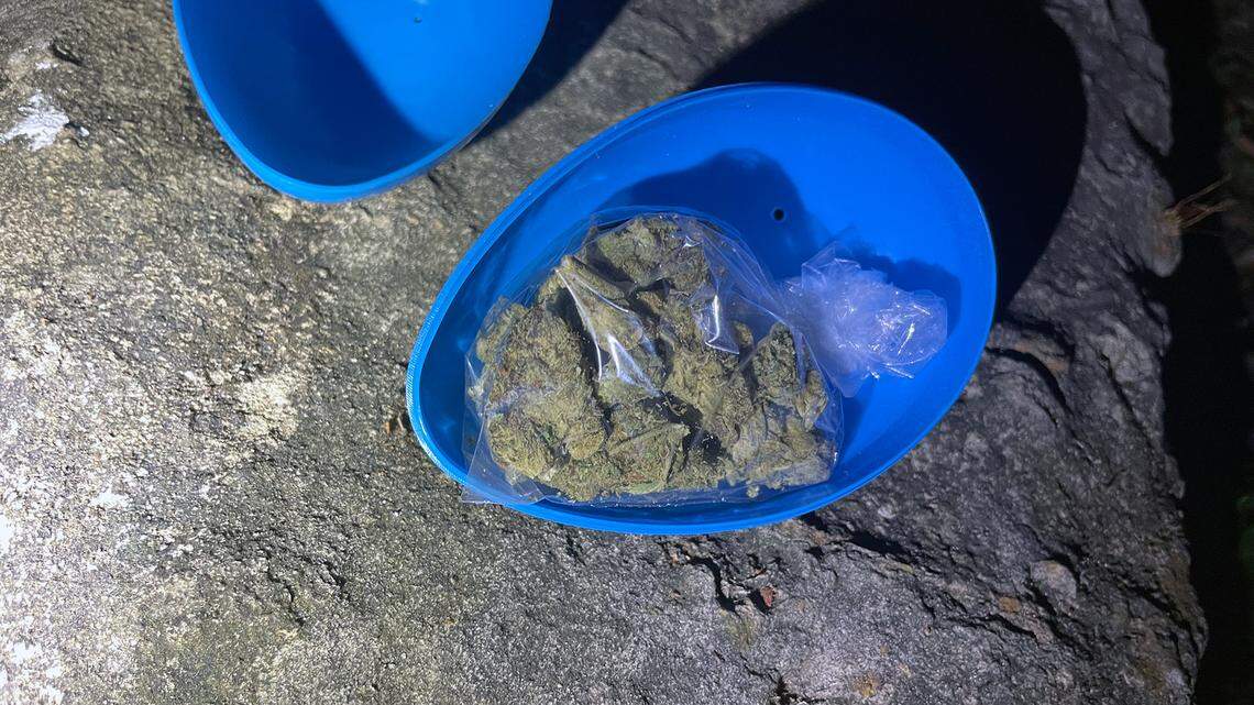 Police are searching for a man accused of leaving plastic Easter eggs filled with marijuana in a Texas town.