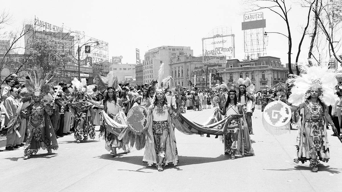 Mexico’s Aztec heritage is recognized in a parade on June 25, 1952, in Mexico City during the International Lions Club Convention. Aug. 13, 2021, marks the 500th anniversary of a key point the Spanish assault on the Aztecs as part of colonization that affected large portions of North, South and Central America.