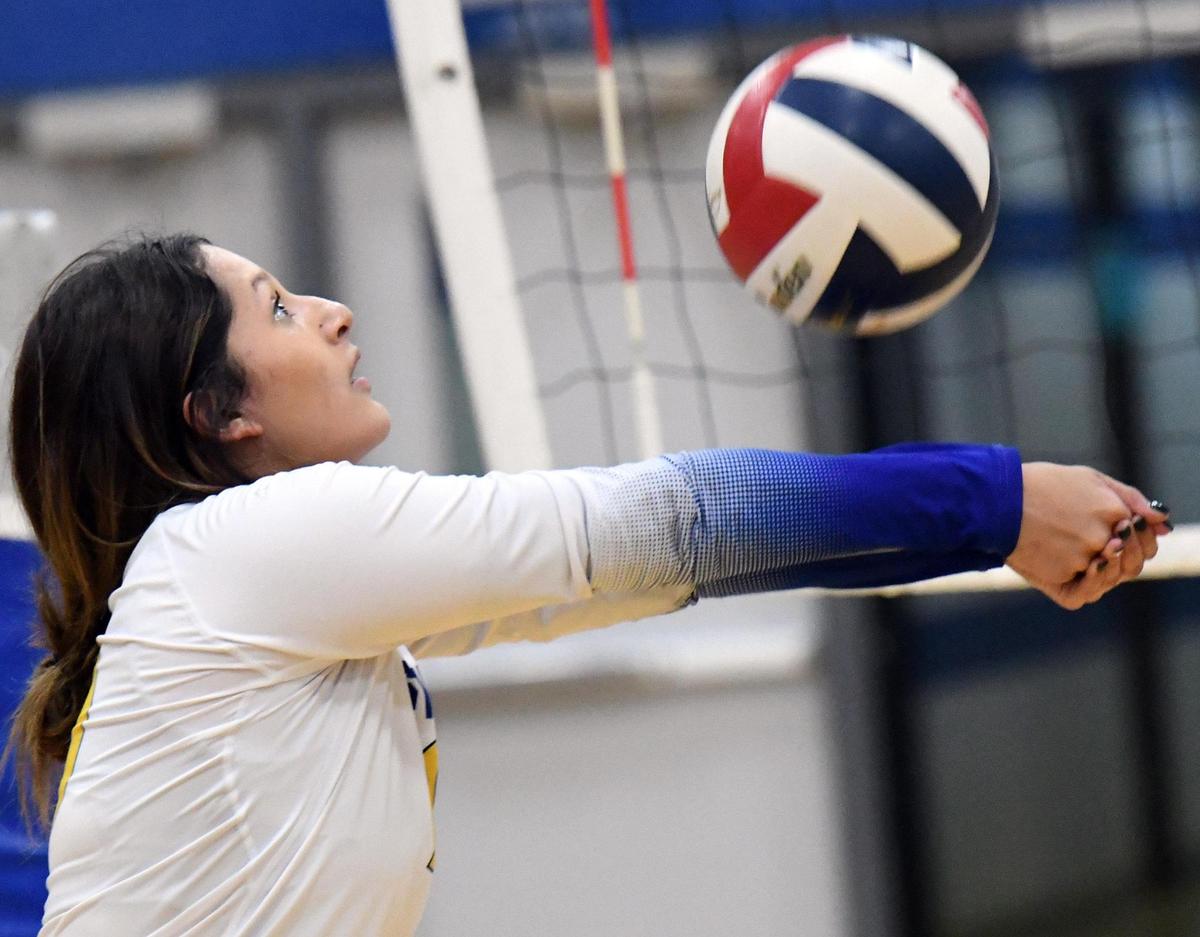 Boswell’s Alena Lopez hits the ball during a volley against Weatherford in the third game of Tuesday’s September 27, 2022 District 3-6A volleyball match in Weatherford Texas. Boswell won the matchin four games 25-15, 25-16, 21-25 and 25-22. Special/Bob Haynes