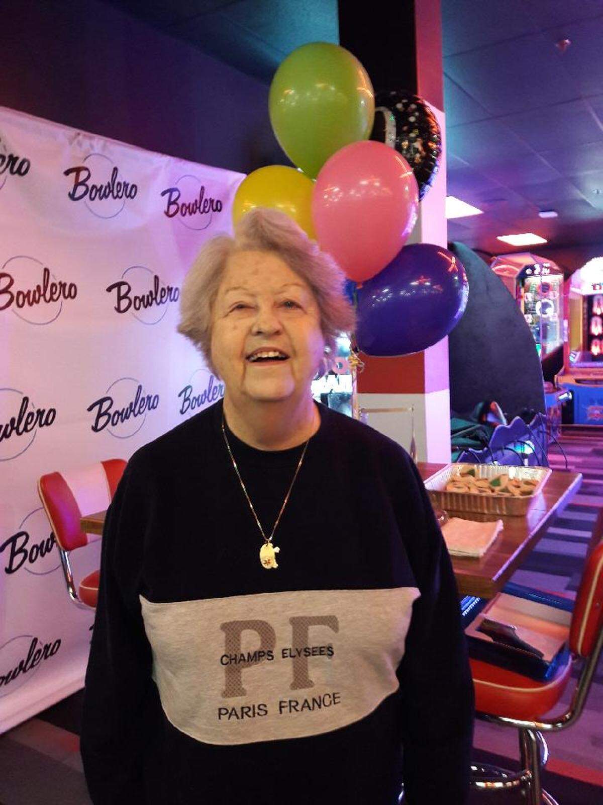 Charline Conger, 82, poses Wednesday inside Bowlero Watauga, where she bowls twice a week. She was celebrating her 30th birthday with her donated heart, which she received the week after Thanksgiving in 1989 and was only supposed to last one to three years.