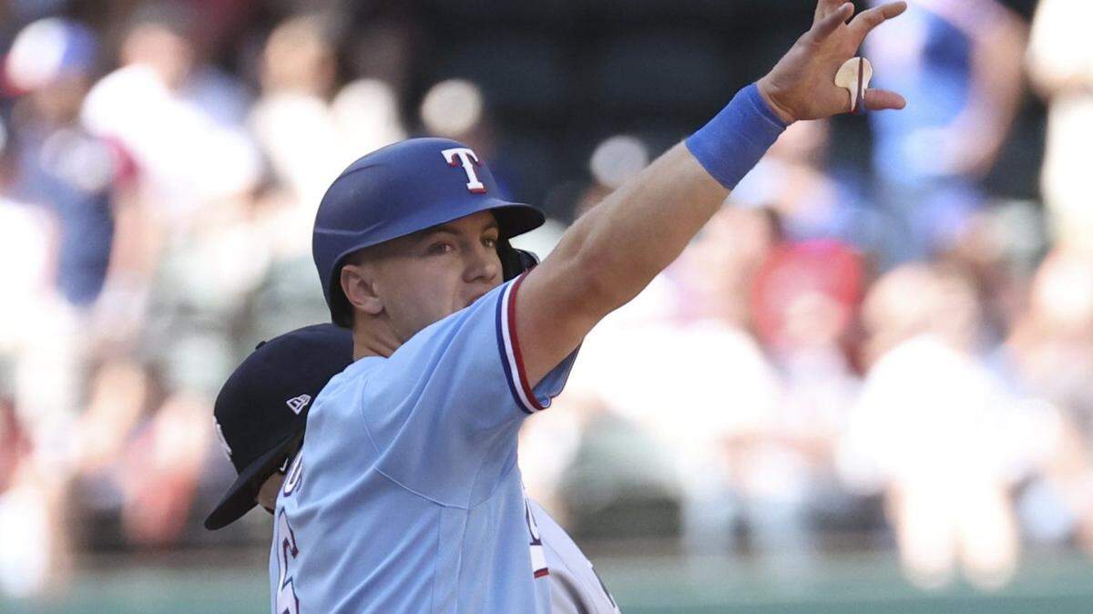 Texas Rangers third baseman Josh Jung (6) has been selected as the American League rookie of the month for April.
