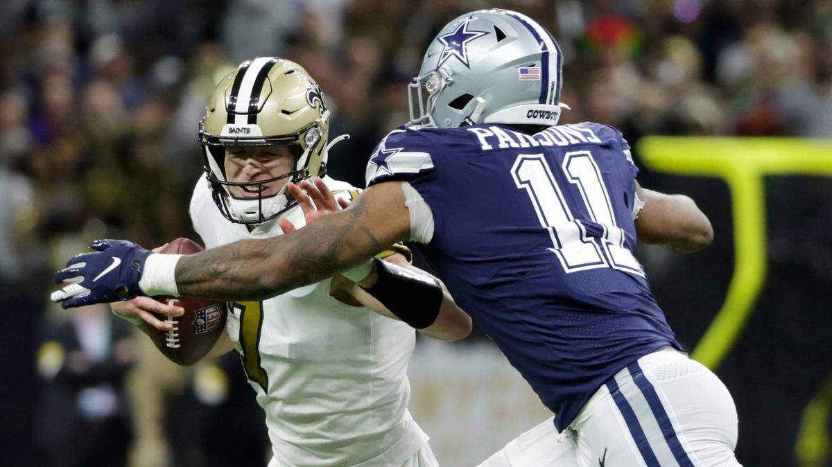 Dallas Cowboys linebacker Micah Parsons became the first rookie to record a sack in five consecutive games since Joey Bosa did it in 2017.