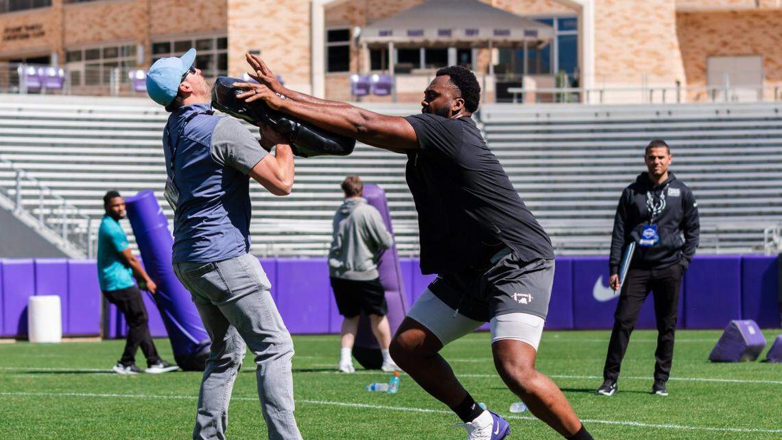 TCU left tackle Obinna Eze went through the school’s Pro Day last week. Eze is viewed as a mid- to late-round prospect in the upcoming NFL Draft.