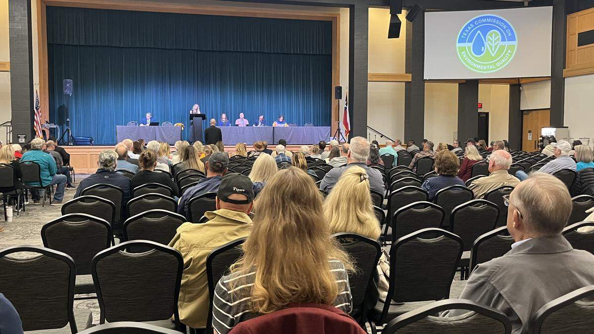 Over a dozen people spoke at a meeting Thursday, Oct. 30, 2025, held by the Texas Commission on Environmental Quality about a proposal for a construction landfill near Aurora.