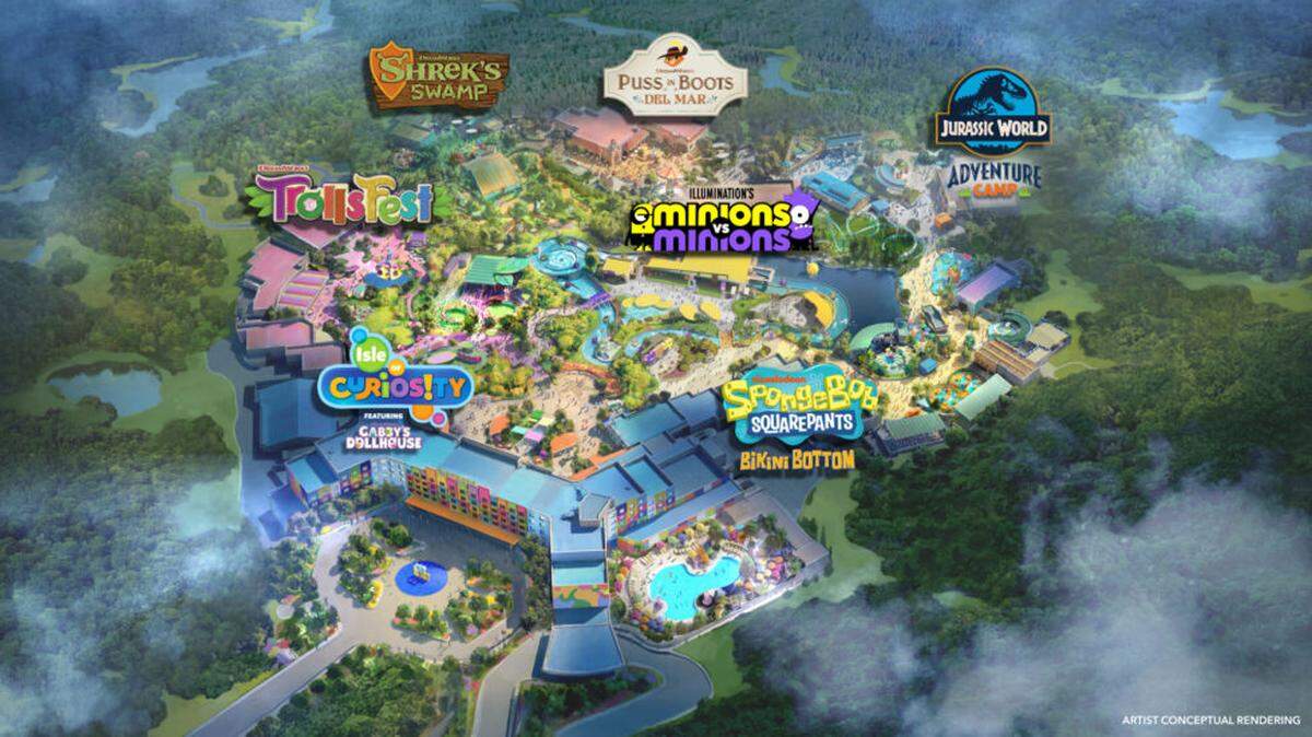 A bird’s-eye view of the new Universal Kids Resort coming to Frisco in 2026.
