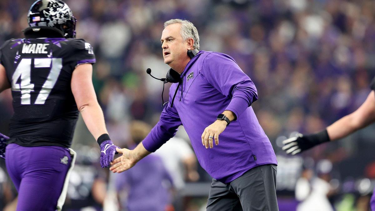 TCU head coach Sonny Dykes, shown during the 2022 Big 12 Championship, is the Walter Camp FBS coach of the year.