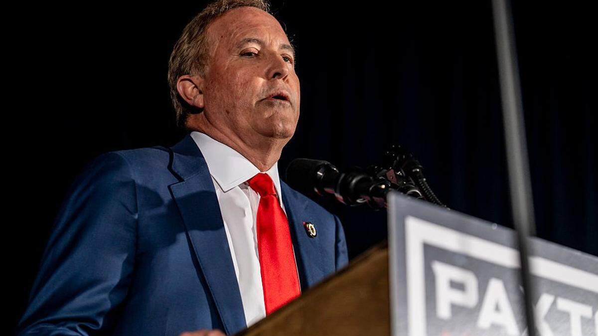 DALLAS, TEXAS - MARCH 3: GOP Texas Senate Candidate Ken Paxton speaks to supporters at a watch party on March 3, 2026 in Dallas, Texas. Paxton and incumbent John Cornyn will face off again in a run off. (Photo by Sergio Flores/Getty Images)