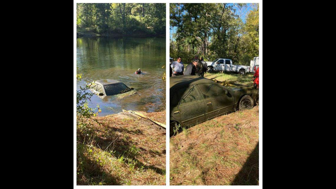 Investigators pulled a sunken car out the pond, which they learned had been stolen in 1996.