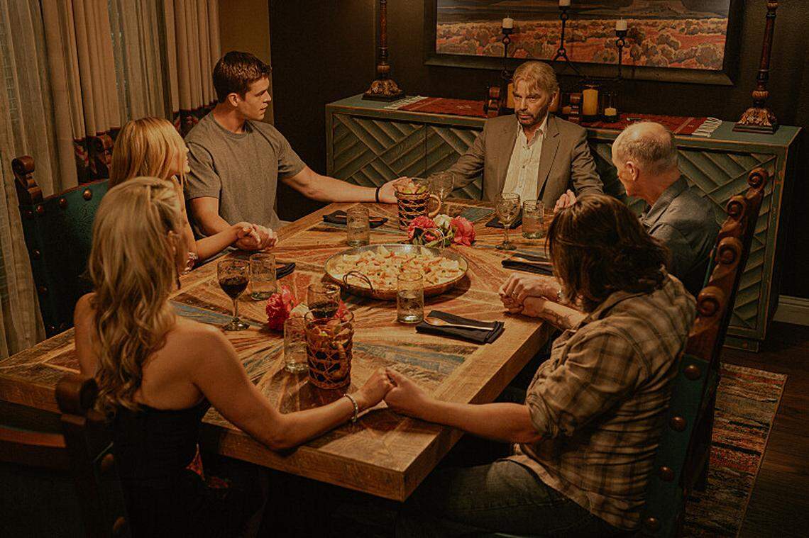 (L-R): Mitchell Slaggert as Ryder and Billy Bob Thornton as Tommy Norris in season 1, episode 9 of “Landman” streaming on Paramount+.