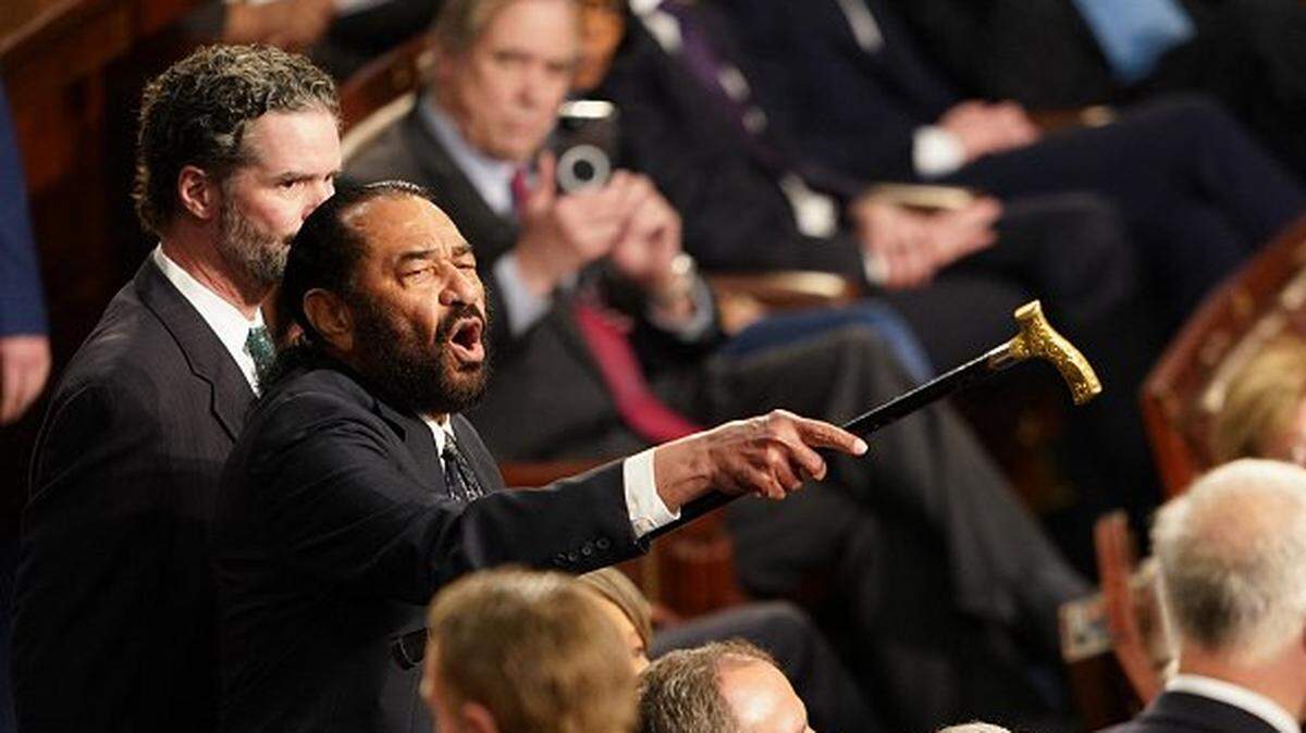 U.S. Rep. Al Green, a Houston Democrat, disrupts President Donald Trump as he addressed a joint session of Congress at the Capitol in Washington on March 4, 2025.