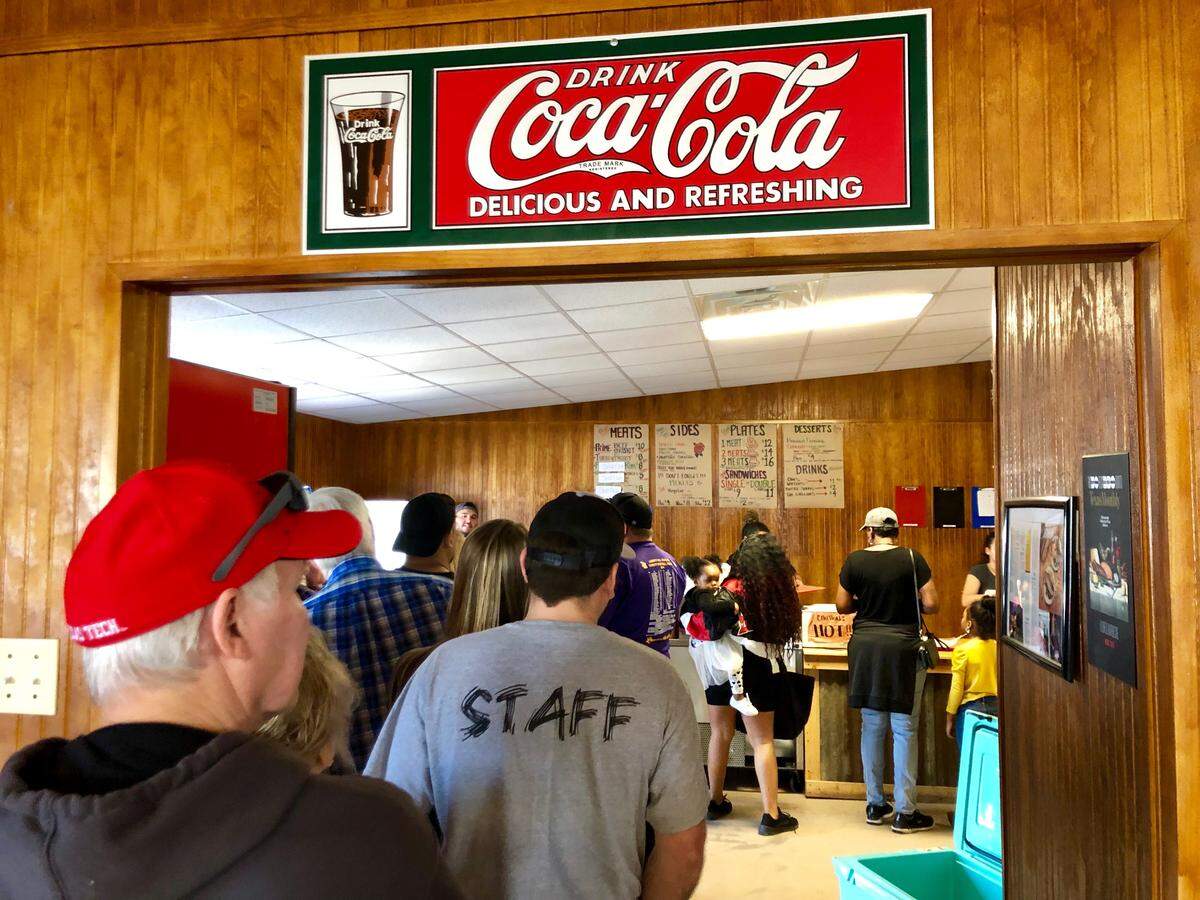 The line at Flores Barbecue in Whitney Jan. 26 was 10-20 deep all day.