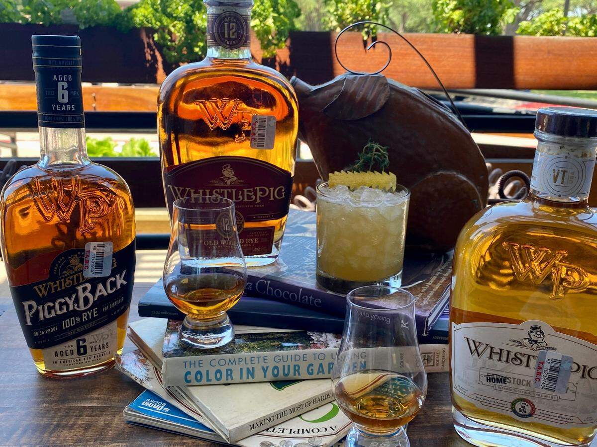 The lineup for a recent whiskey dinner at Whiskey Cake.