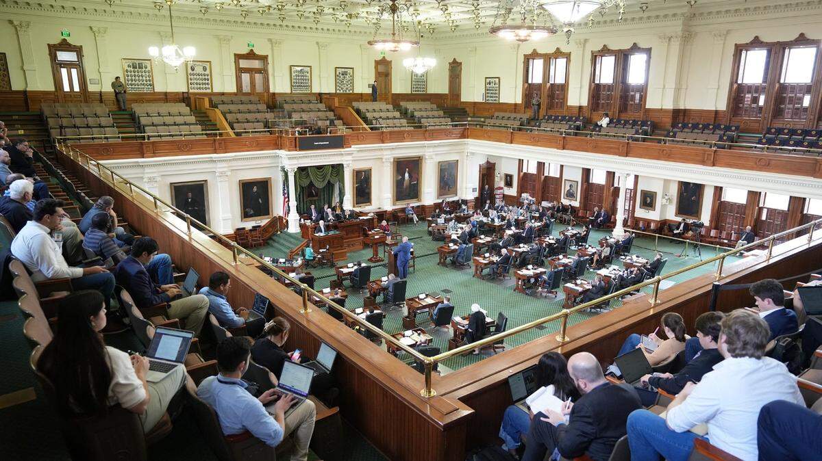 Defense attorney Chris Hilton questions witness Austin Klinghorn, associate deputy attorney general for legal counsel, at the impeachment trial Thursday, Sept. 14, 2023, of Attorney General Ken Paxton at the Texas Capitol.