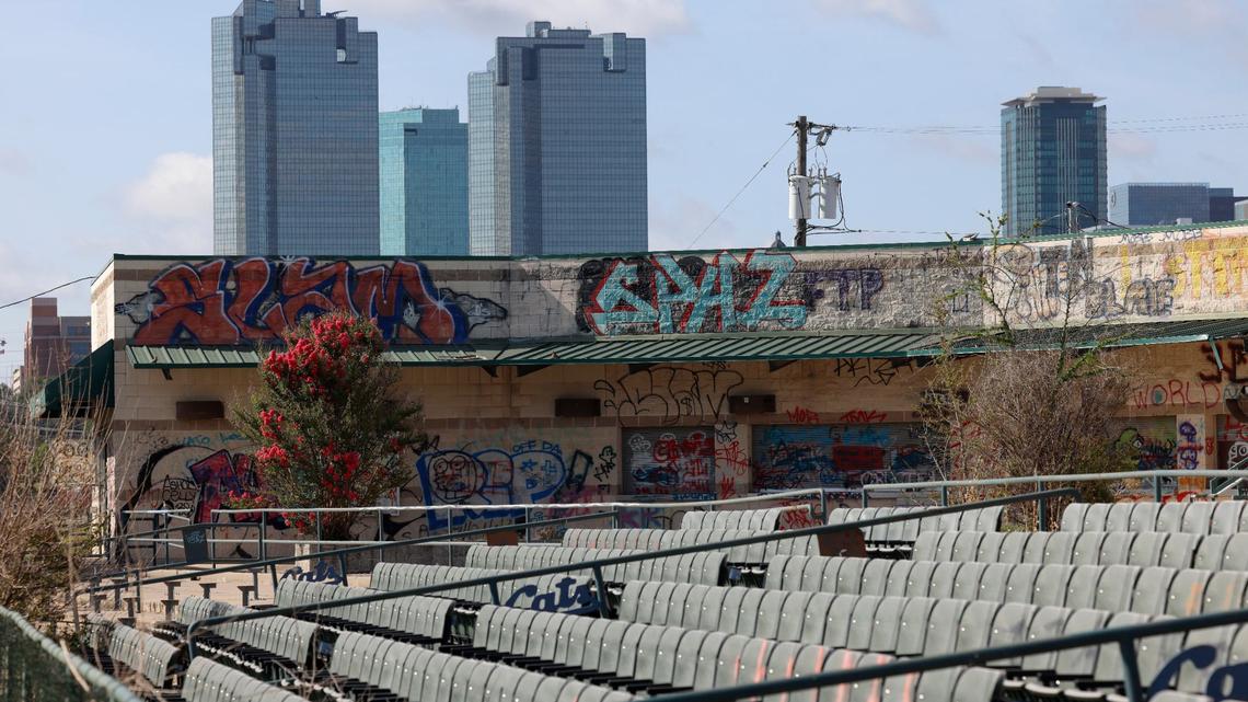 The Fort Worth skyline peering over LaGrave Field on Wednesday, June 26, 2024. At least one million people call Fort Worth home, according to the latest Census estimates.