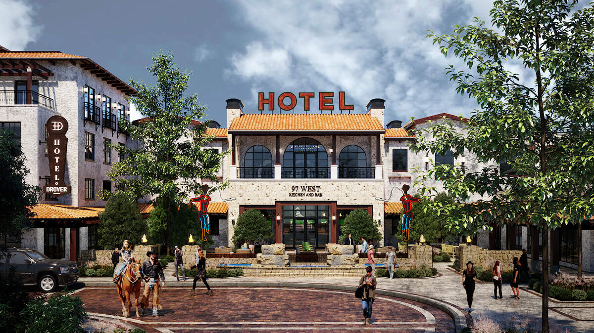 Artist rendering of the Drover Hotel in the Fort Worth Stockyards.